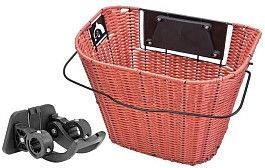 Велокорзина JL-084 передняя универсальная плетёная, стальная/пластиковая, быстросъемная